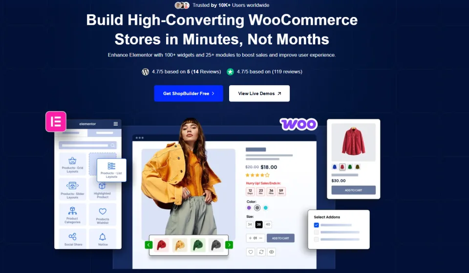 افزونه ShopBuilder Pro - صفحه‌ساز پیشرفته ووکامرس برای المنتور