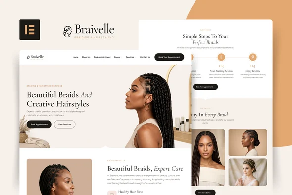کیت تمپلیت المنتور سالن بافت مو و زیبایی Braivelle
