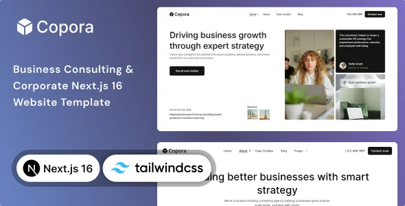قالب Copora | دانلود قالب Next.js 16 و Tailwind CSS 4 شرکتی