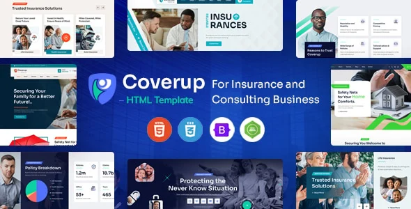 قالب CoverUp | دانلود قالب HTML بیمه و مشاوره شرکتی