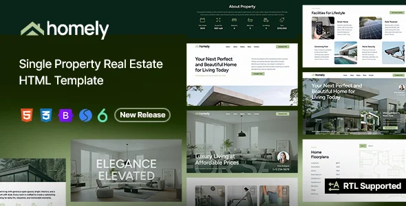 قالب Homely | دانلود قالب HTML تک ملکی و املاک Bootstrap 5