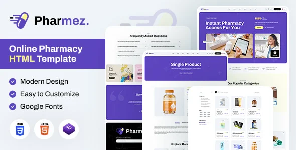 قالب Pharmez | دانلود قالب HTML داروخانه آنلاین و پزشکی