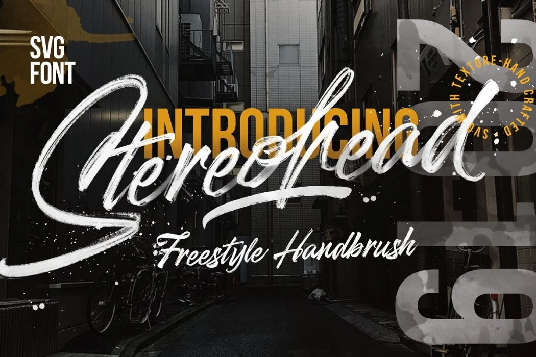 فونت قلممویی انگلیسی Stereohead | فونت SVG دستنویس