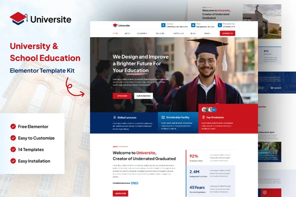 کیت تمپلیت المنتور دانشگاهی و آموزشی Universite | قالب آماده پورتال دانشگاه، دانشکده و مدارس کیت تمپلیت المنتور دانشگاهی و آموزشی Universite