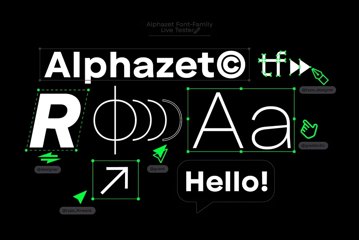 فونت Alphazet | تایپفیس ۱۸ استایله + وریبل ۳۰۰ دلاری