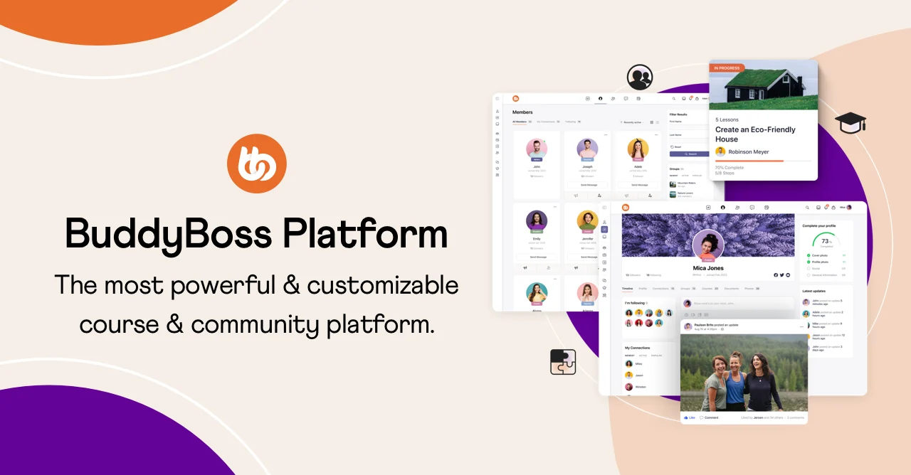 افزونه جامعه‌ساز و آموزش آنلاین BuddyBoss Platform Pro
