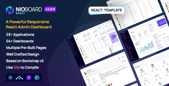قالب مدیریتی NioBoard | پنل ادمین حرفهای با React و Bootstrap قالب مدیریتی NioBoard | پنل ادمین حرفهای با React و Bootstrap