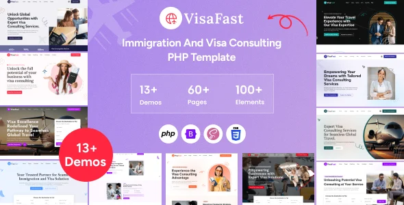 قالب وب‌سایت مهاجرتی و مشاوره ویزا Visafast
