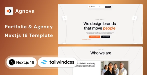 agnova ai agency portfolio nextjs tailwind template