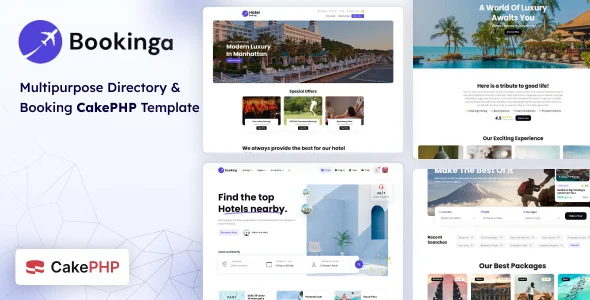 قالب چندمنظوره Bookinga | اسکریپت رزرو آنلاین مبتنی بر فریمورک CakePHP bookinga cakephp multipurpose booking and directory template