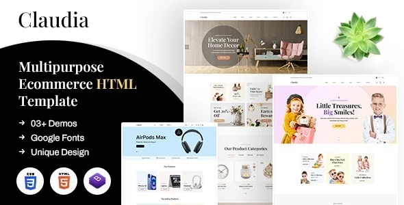قالب HTML چندمنظوره و فروشگاهی Claudia | طراحی مدرن برای کسبوکارهای آنلاین claudia multipurpose ecommerce html template