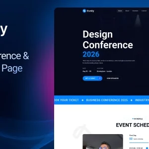 قالب نکستجیاس Evntly | لندینگ پیج حرفهای برای کنفرانس، همایش و رویدادها evntly nextjs conference event landing page template