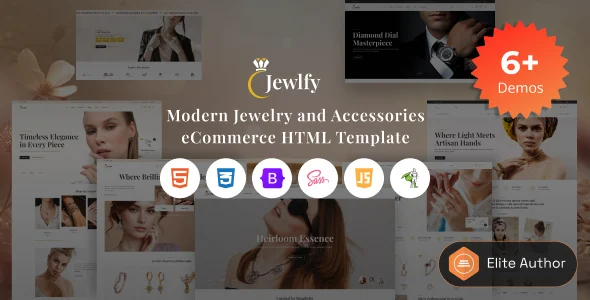 قالب HTML فروشگاهی Jewlfy؛ انتخابی لوکس برای فروشگاههای طلا و جواهر jewlfy a modern jewelry accessories ecommerce html template