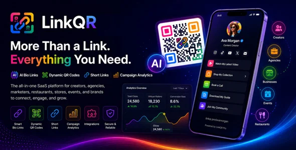 linkqr ai bio links dynamic qr codes short links campaign analytics saas