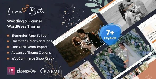 قالب وردپرس عروسی و تشریفات Lovebite | پوسته حرفهای برنامهریزی مراسم و آتلیه lovebite wedding planner wordpress theme