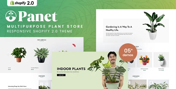قالب HTML فروشگاهی Weiboo – طراحی مدرن و واکنشگرا panet multipurpose plant store shopify 20 theme
