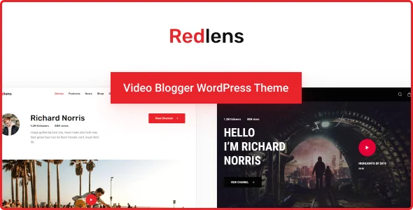 قالب وردپرس Redlens؛ انتخابی حرفهای برای ولاگرها و استریمرهای گیمینگ redlens video blogger wordpress theme