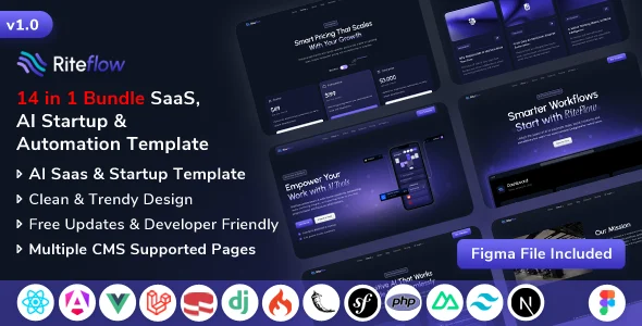 riteflow ai startup saas automation tech business template