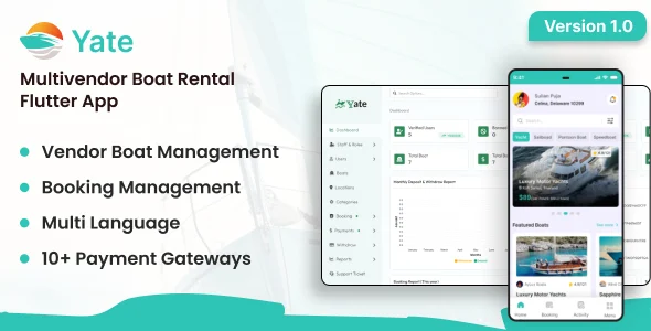 سورس کد اپلیکیشن Yate – پلتفرم چندفروشندگی اجاره قایق و کشتی yate