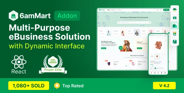 قالب پنل مدیریت فروشگاهی Khamba | طراحی شده با HTML5 و Bootstrap 5 6ammart react user website