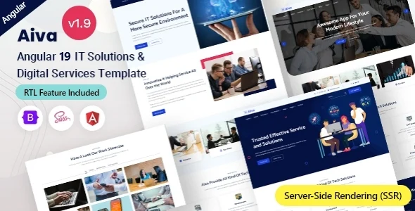 قالب Angular Aiva | راهکار جامع برای شرکتهای IT و استارتاپهای تکنولوژی aiva angular it solutions template