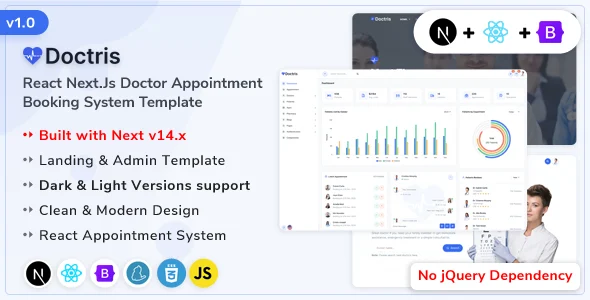 doctris react nextjs doctor appointment booking system admin dashboard template