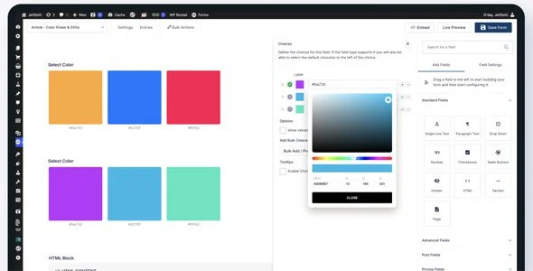افزونه Gravity Forms Color Picker برای انتخاب رنگ در فرمها gravity forms color picker