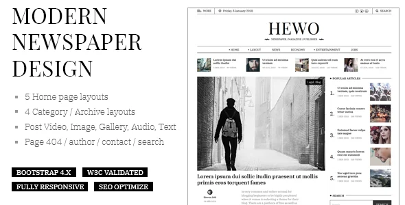 قالب HTML خبری و مجلهای Hewo؛ طراحی مدرن و حرفهای hewo modern newspaper html template
