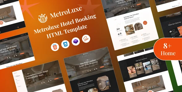 قالب HTML هتلداری Metroluxe | طراحی مدرن با Bootstrap 5 metroluxe html hotel template