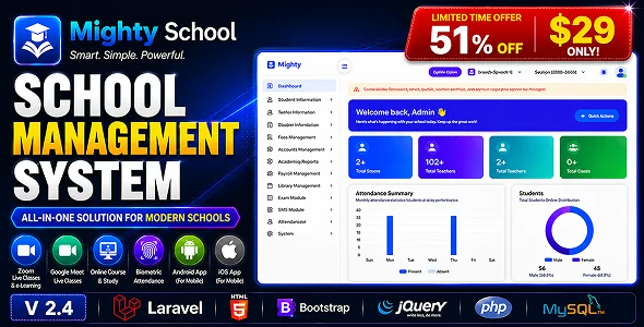 mighty school pro school management system erp multibranch saas all in one