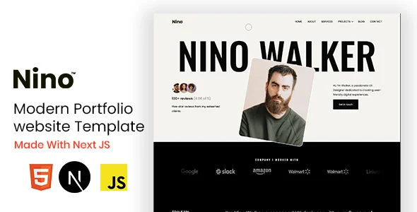 قالب شخصی و نمونهکار Nino – توسعهیافته با Next.js nino next js personal portfolio template