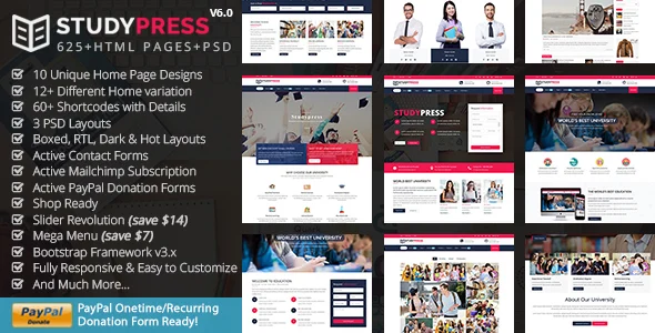 studypress best education courses html5 template